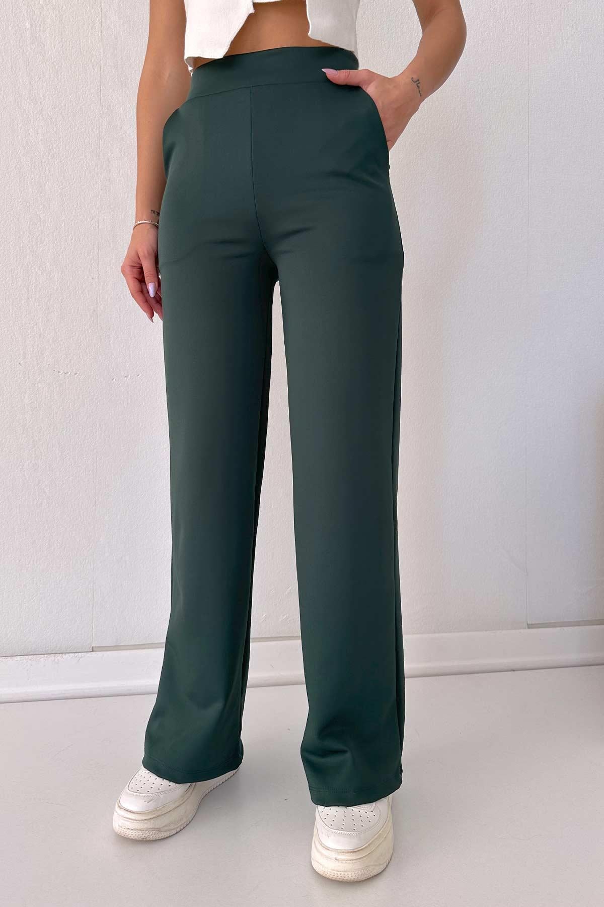 Scuba Palazzo Model Pantalon - Yeşil