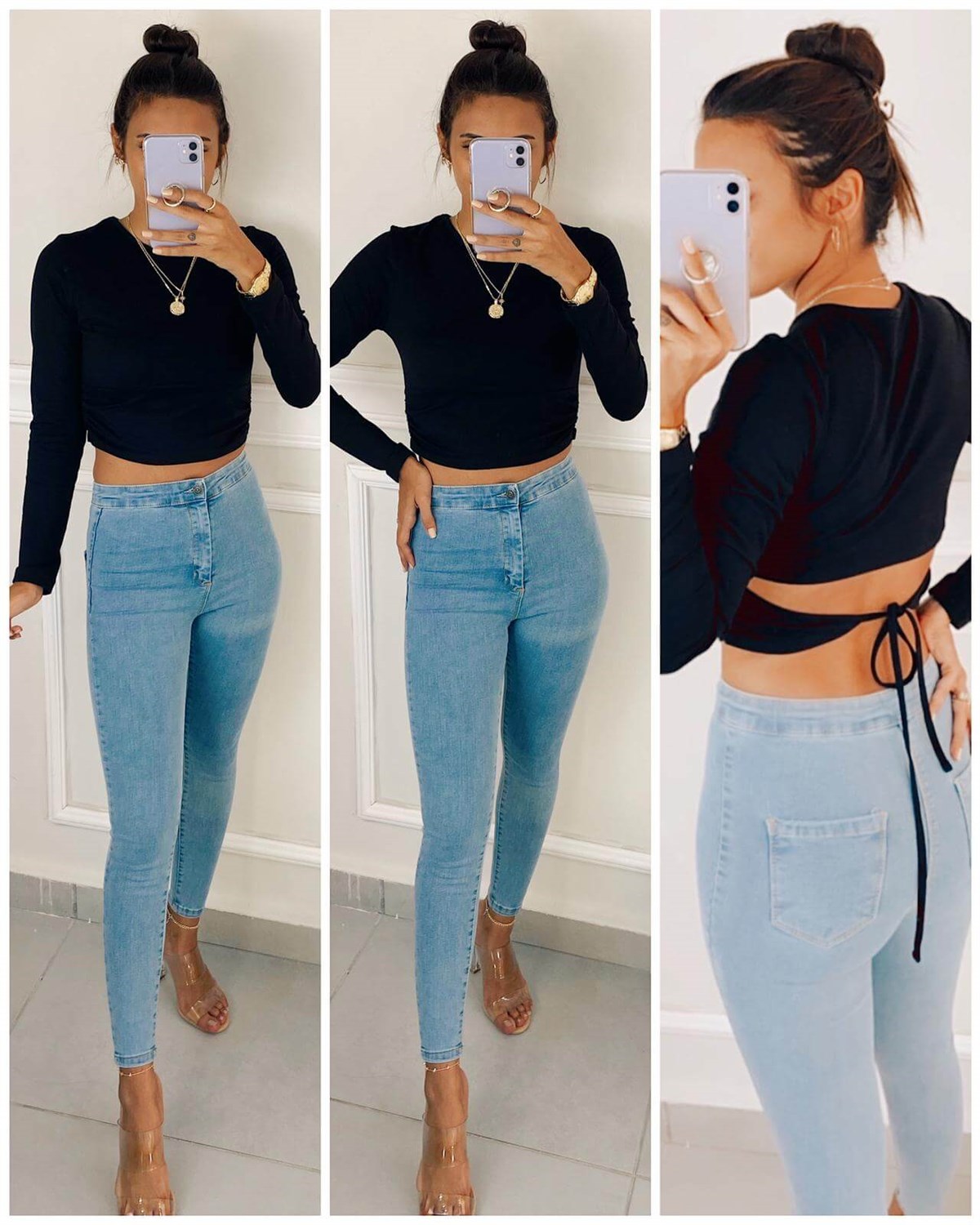 Sırtı Bağlamalı Crop Bluz