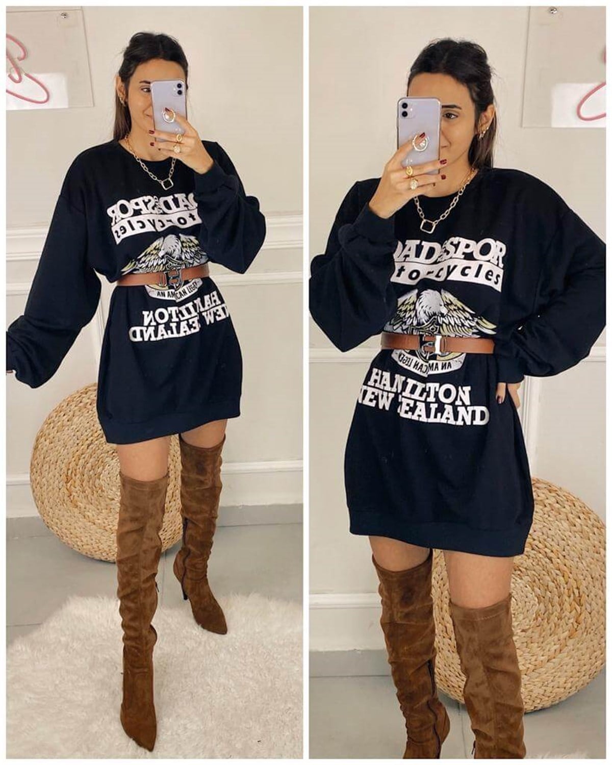 Siyah Baskılı Sweatshirt