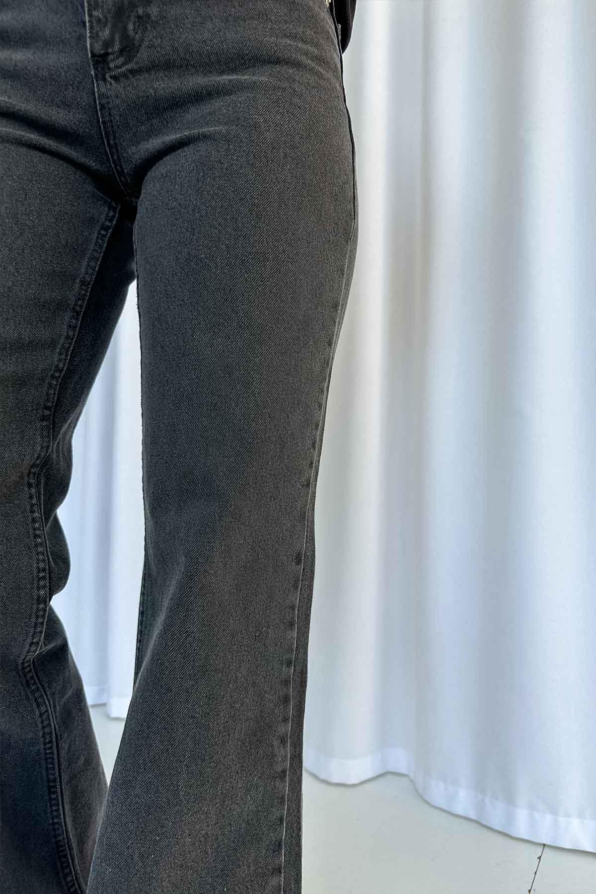Straight Fit Yüksek Bel Jean - Antrasit