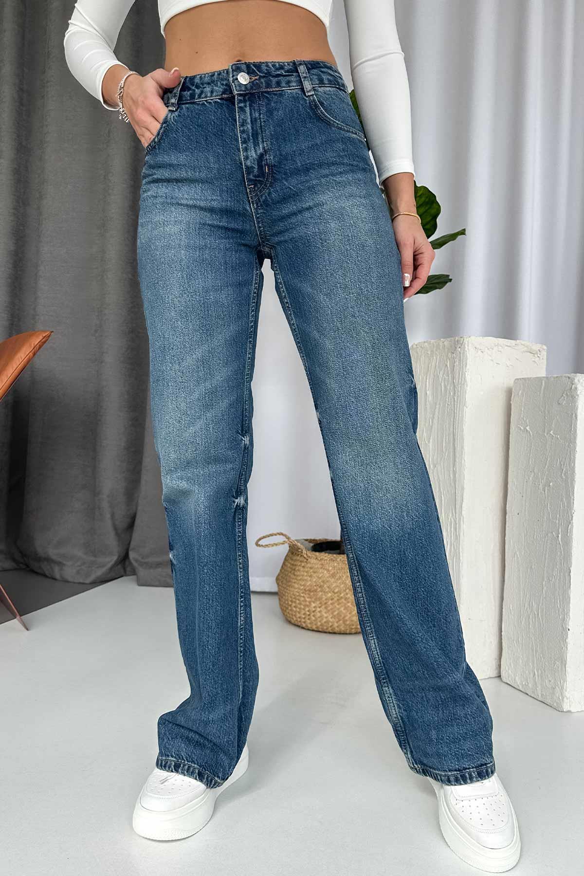 Straight Yıkamalı Jean - Lacivert
