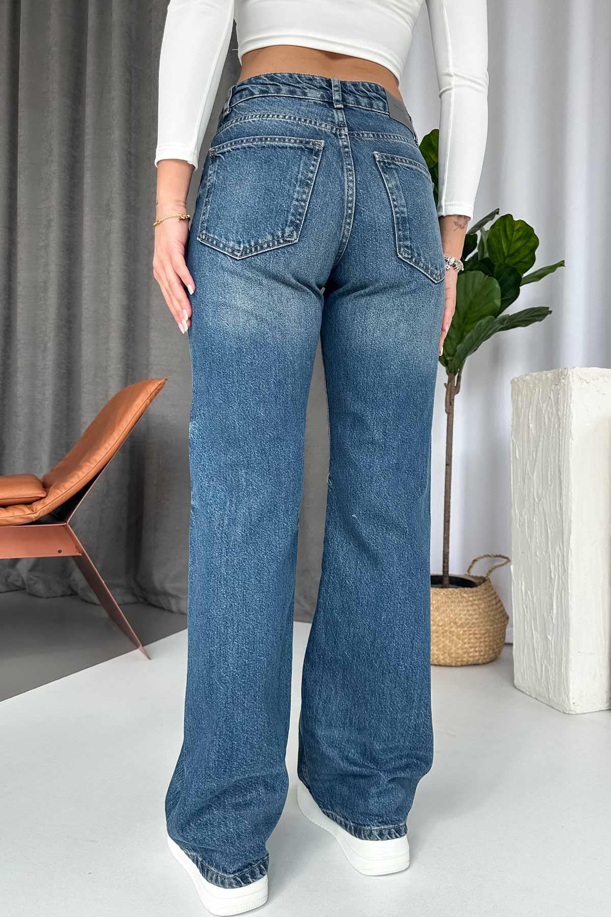 Straight Yıkamalı Jean - Lacivert