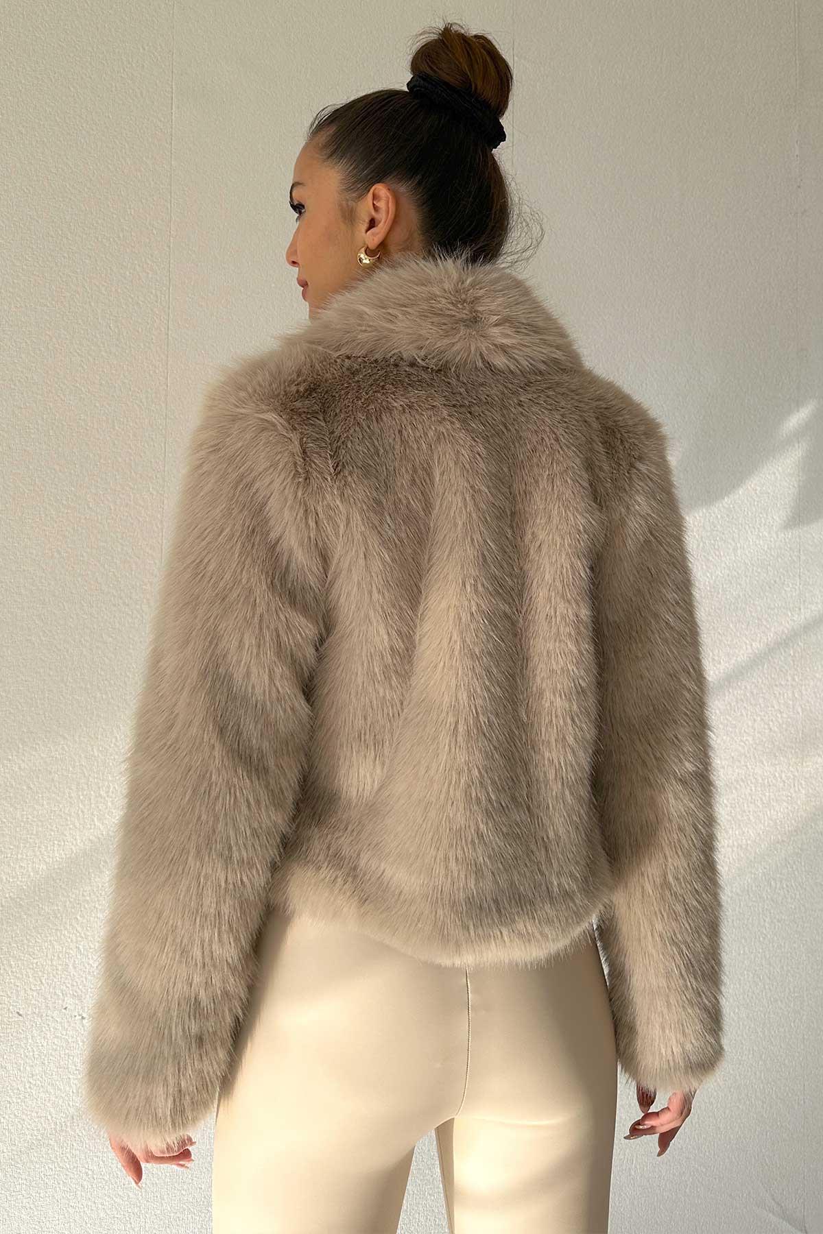 Suni Kürk Kadın Ceket - Camel