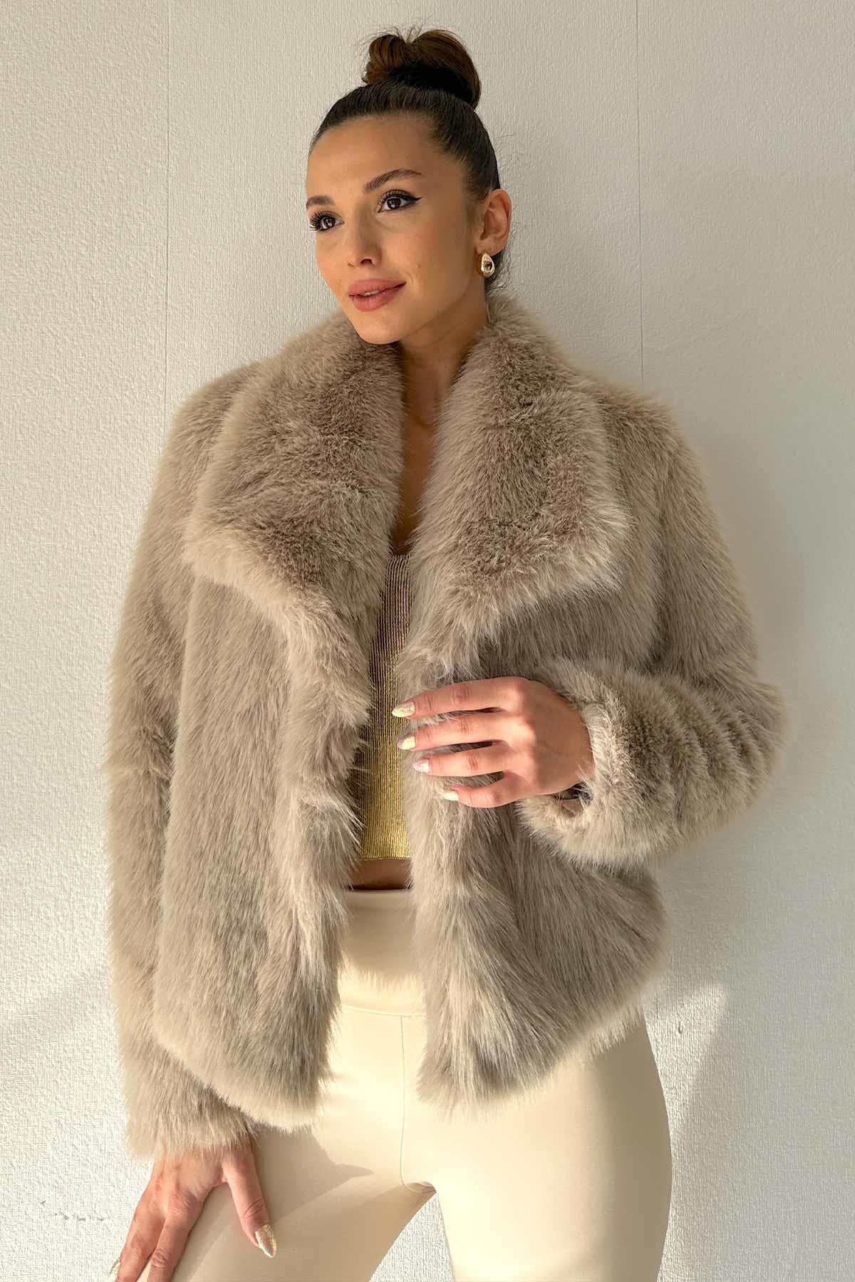 Suni Kürk Kadın Ceket - Camel