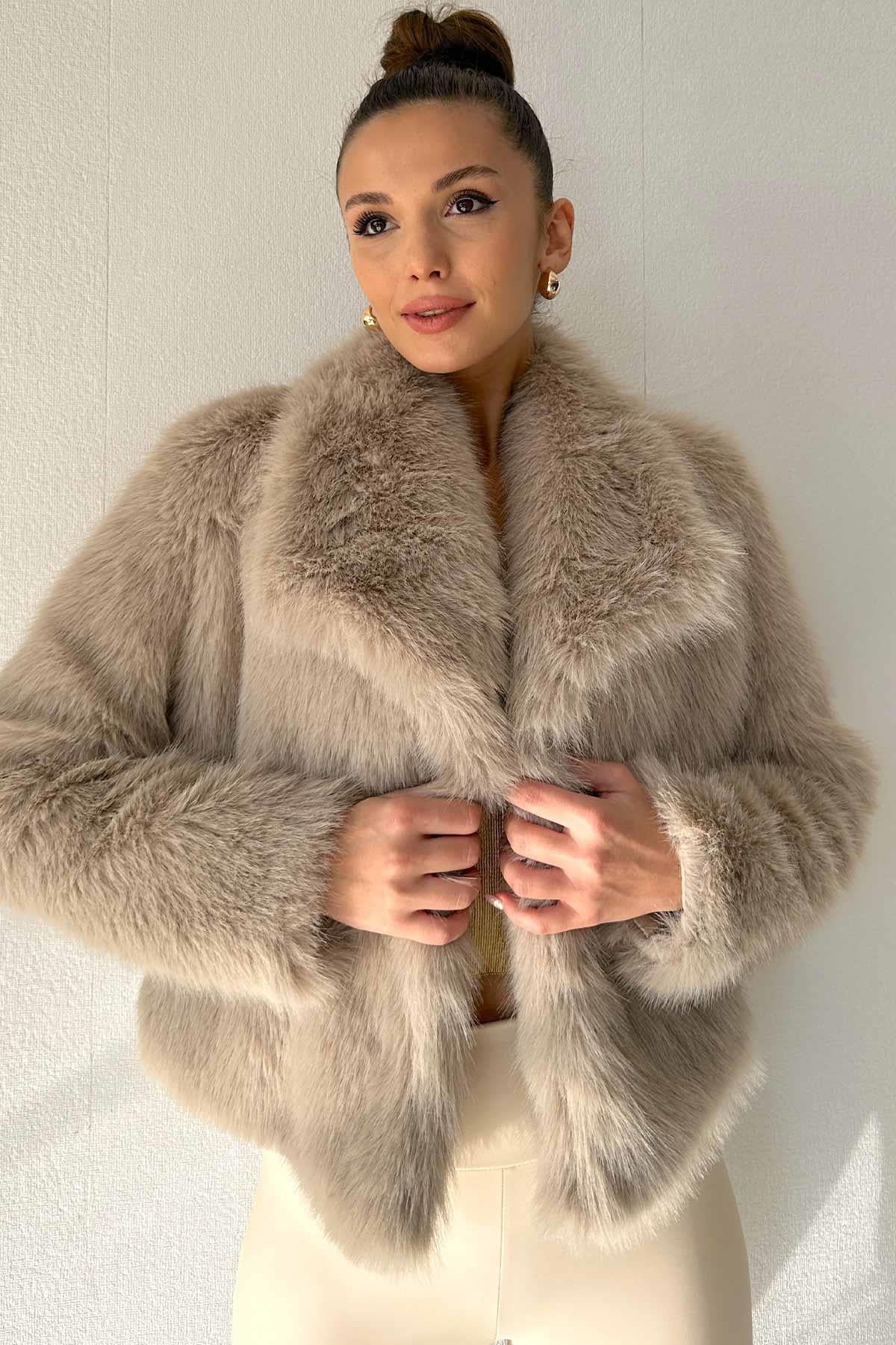 Suni Kürk Kadın Ceket - Camel