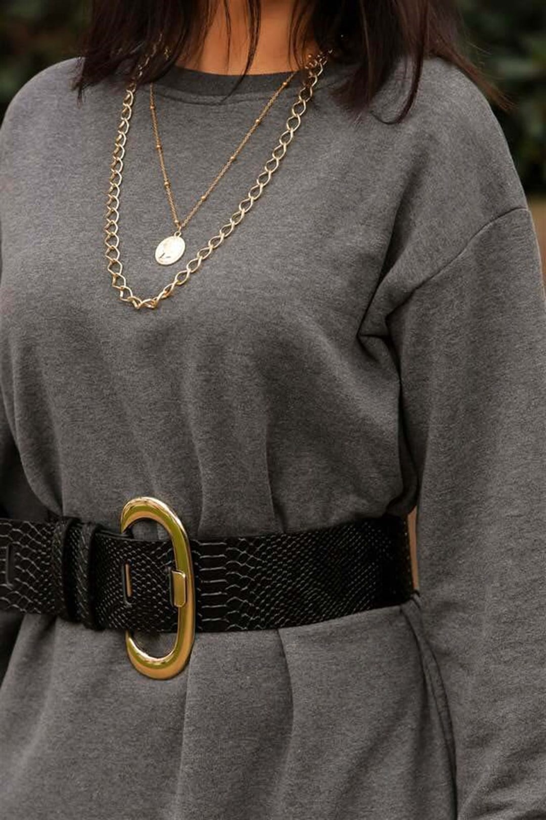 Sweatshirt Elbise-Gri