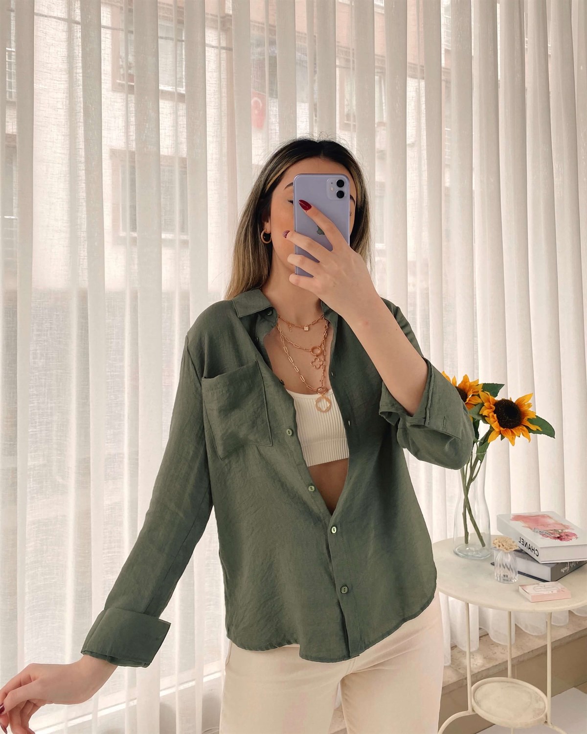 Tek Cep Renkli Gömlek