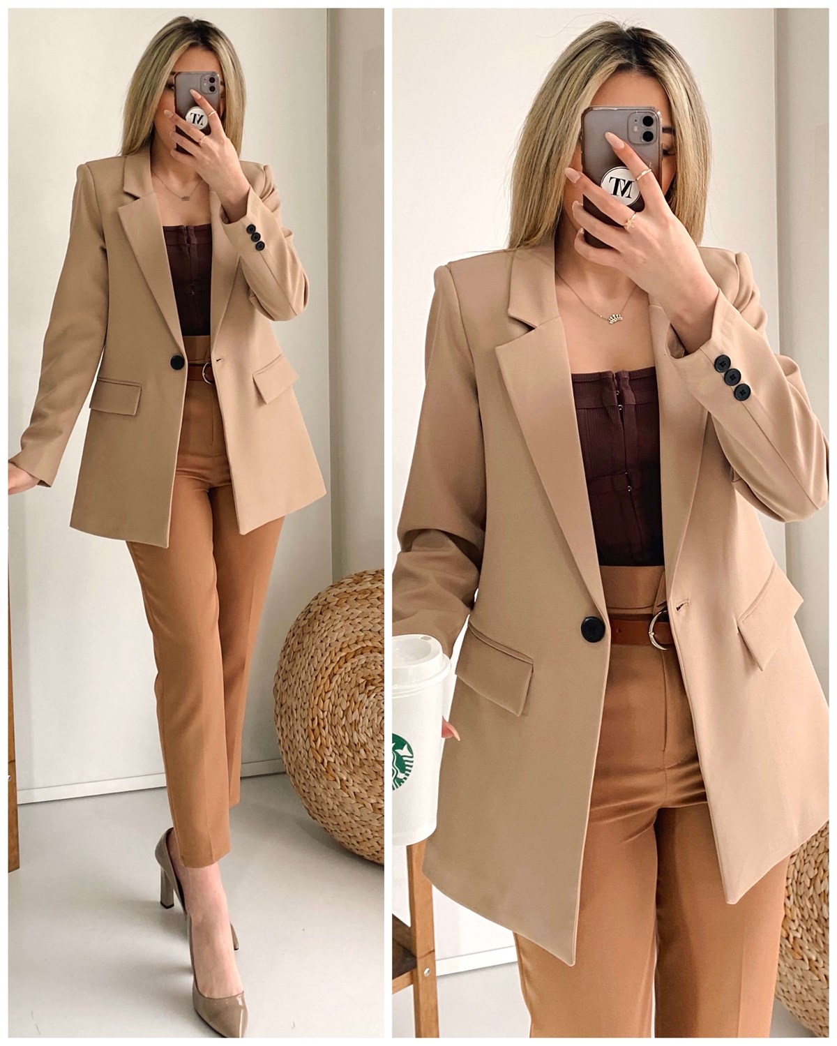 Tek Düğme Astarlı Blazer Ceket