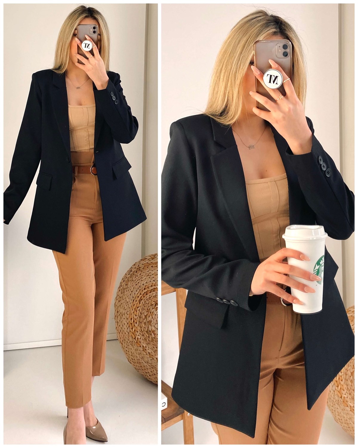 Tek Düğme Astarlı Blazer Ceket