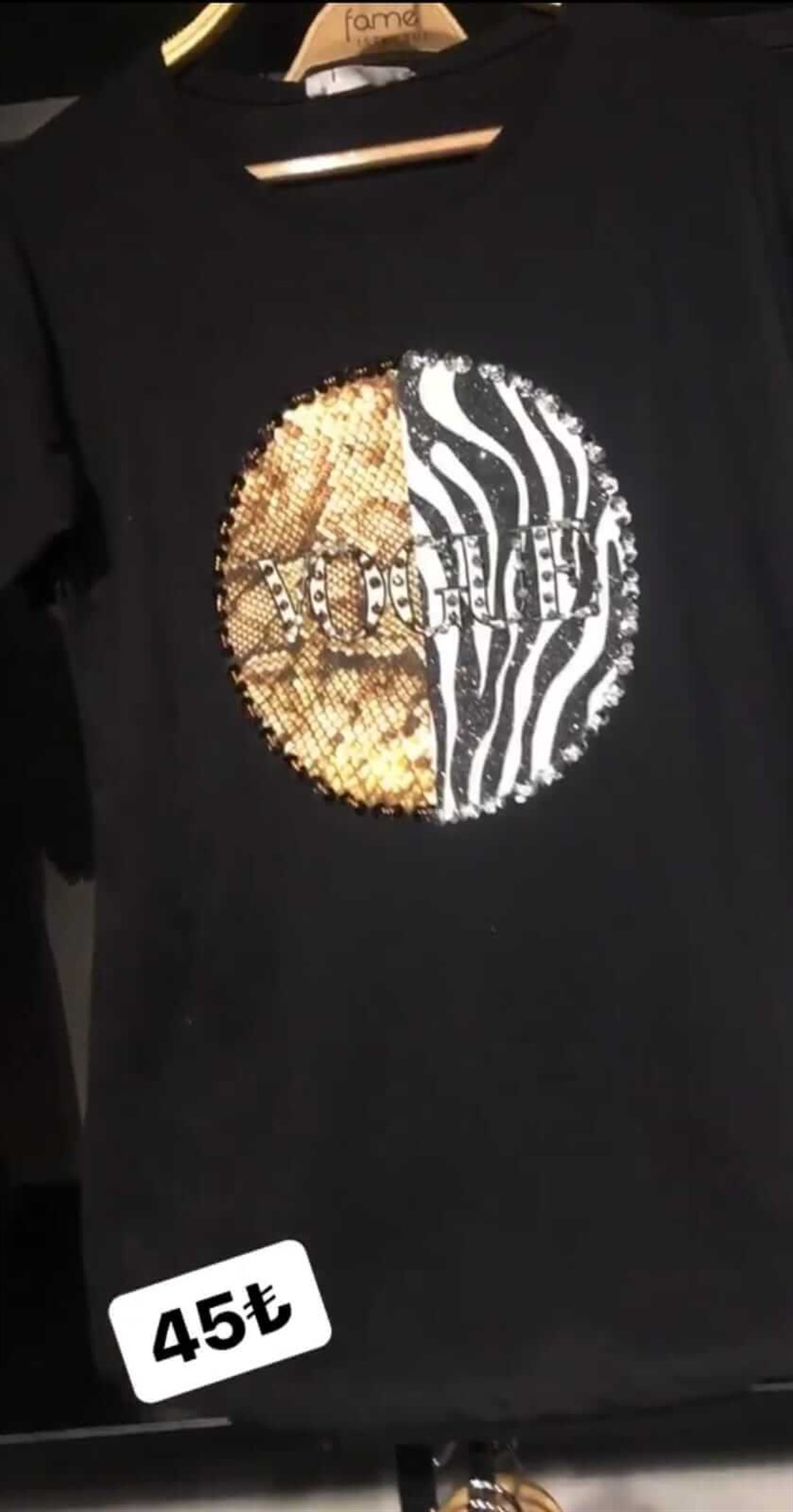 Vogue Baskı Payet Tshirt