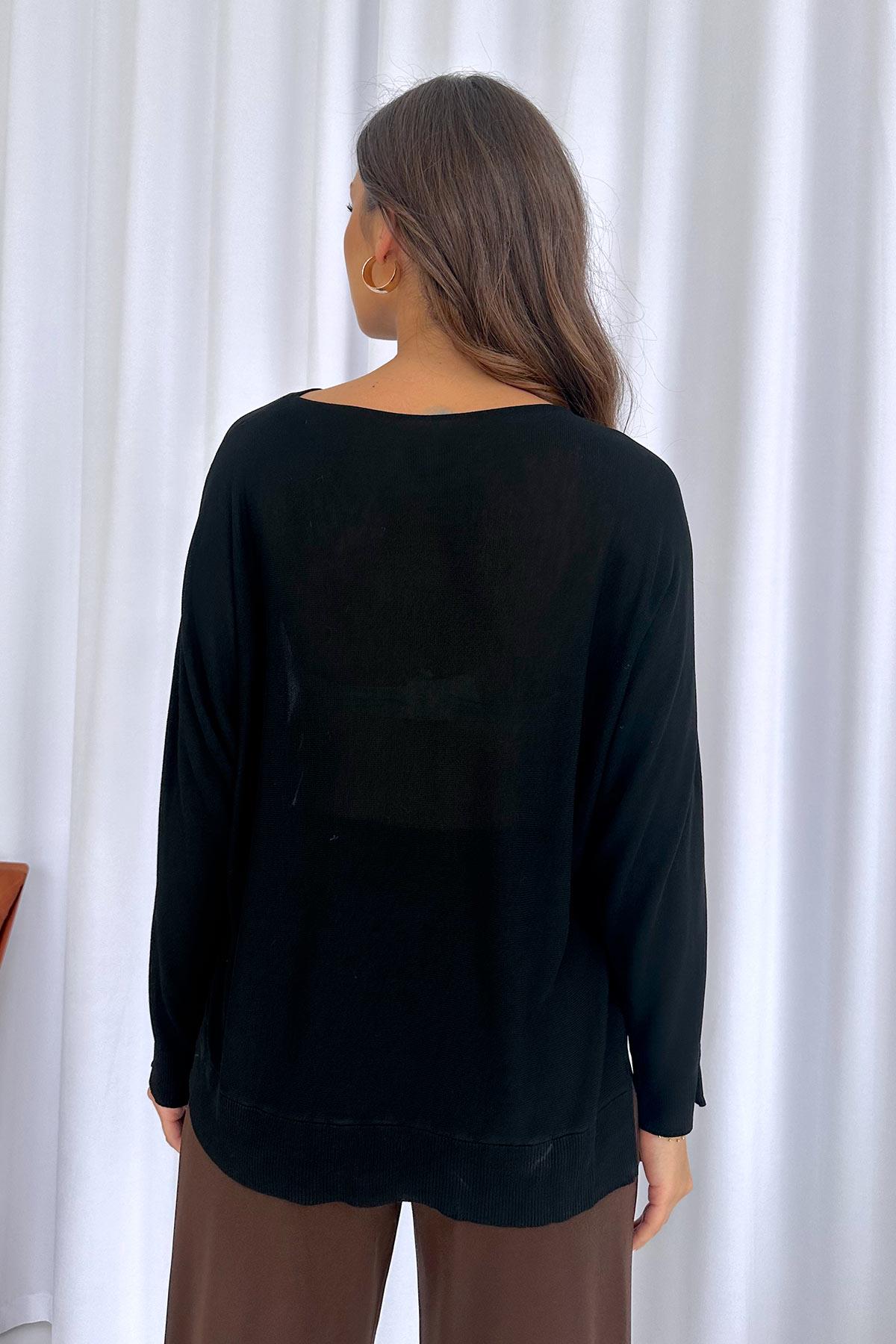 Yarasa Model Kadın Triko - Siyah