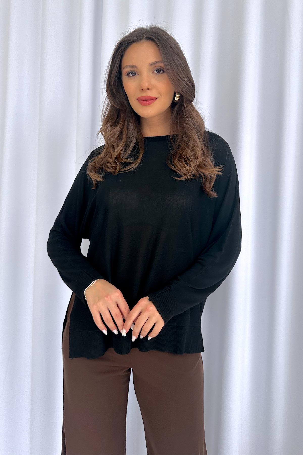 Yarasa Model Kadın Triko - Siyah