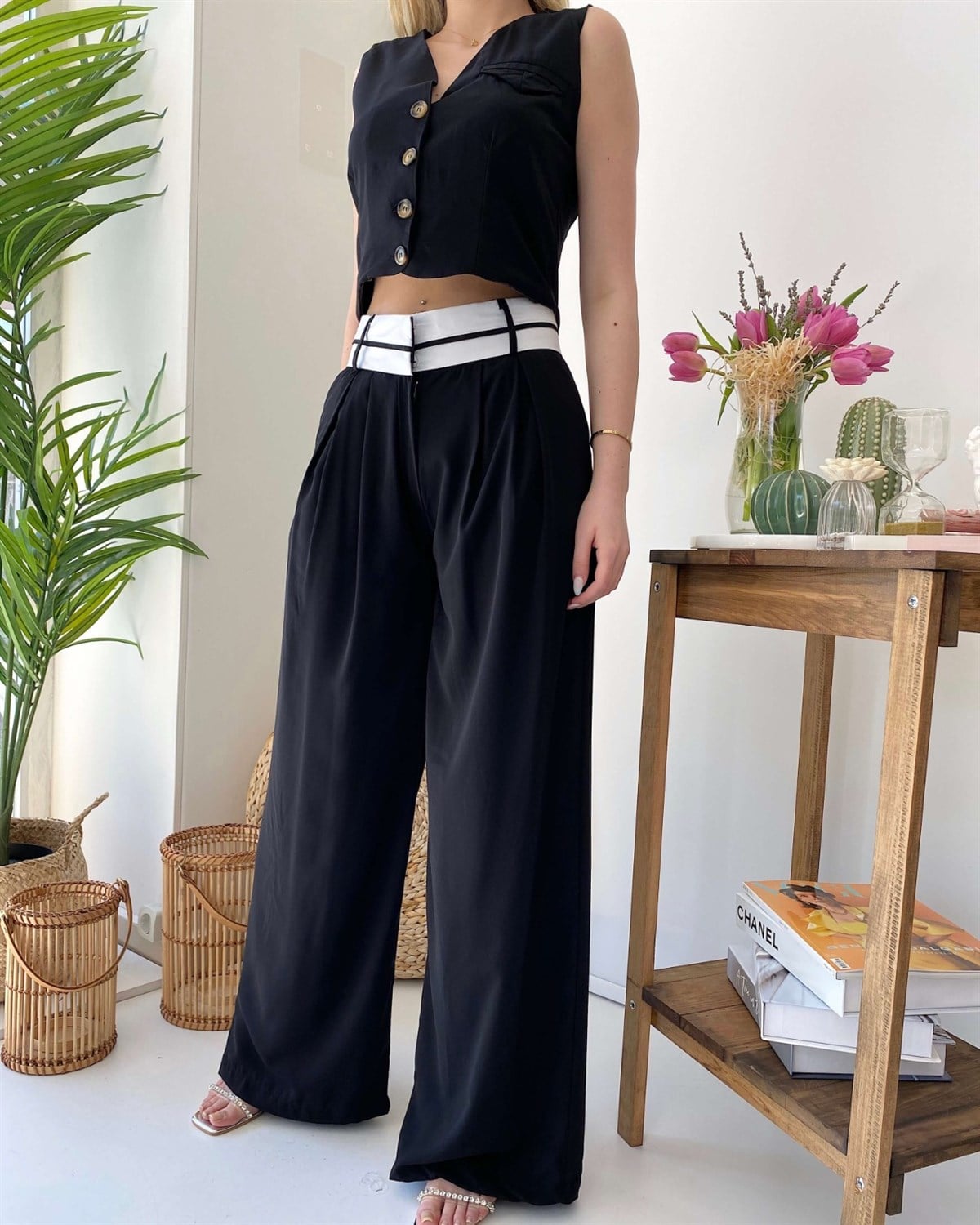 Yelek Palozzo Pantalon İkili Takım