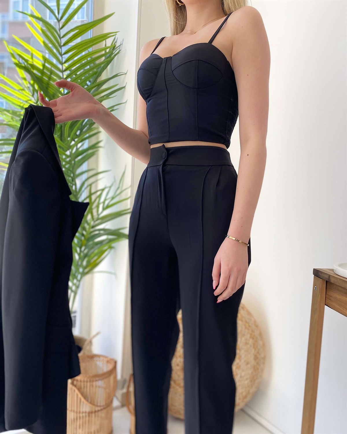 Yeni Model 3'lü Ceket Bustiyer Pantolon Takım