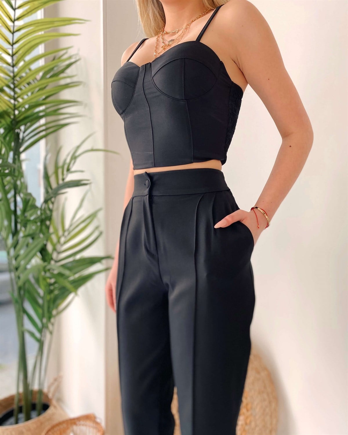 Yeni Model 3'lü Ceket Bustiyer Pantolon Takım