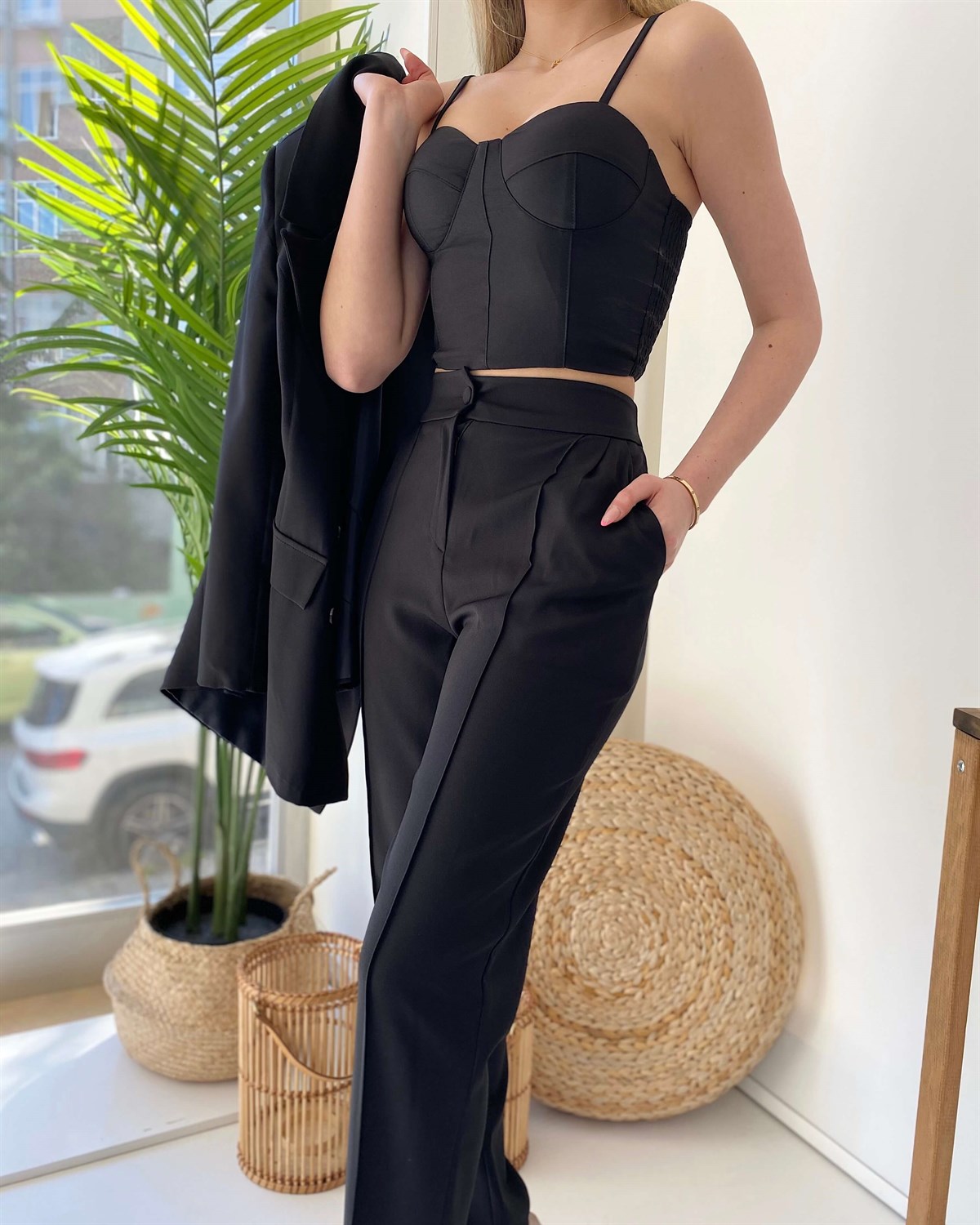 Yeni Model 3'lü Ceket Bustiyer Pantolon Takım