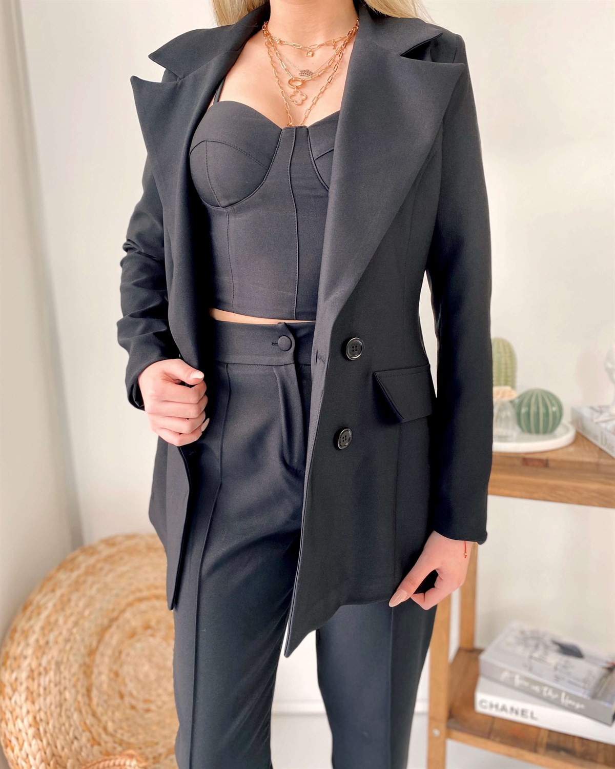 Yeni Model 3'lü Ceket Bustiyer Pantolon Takım