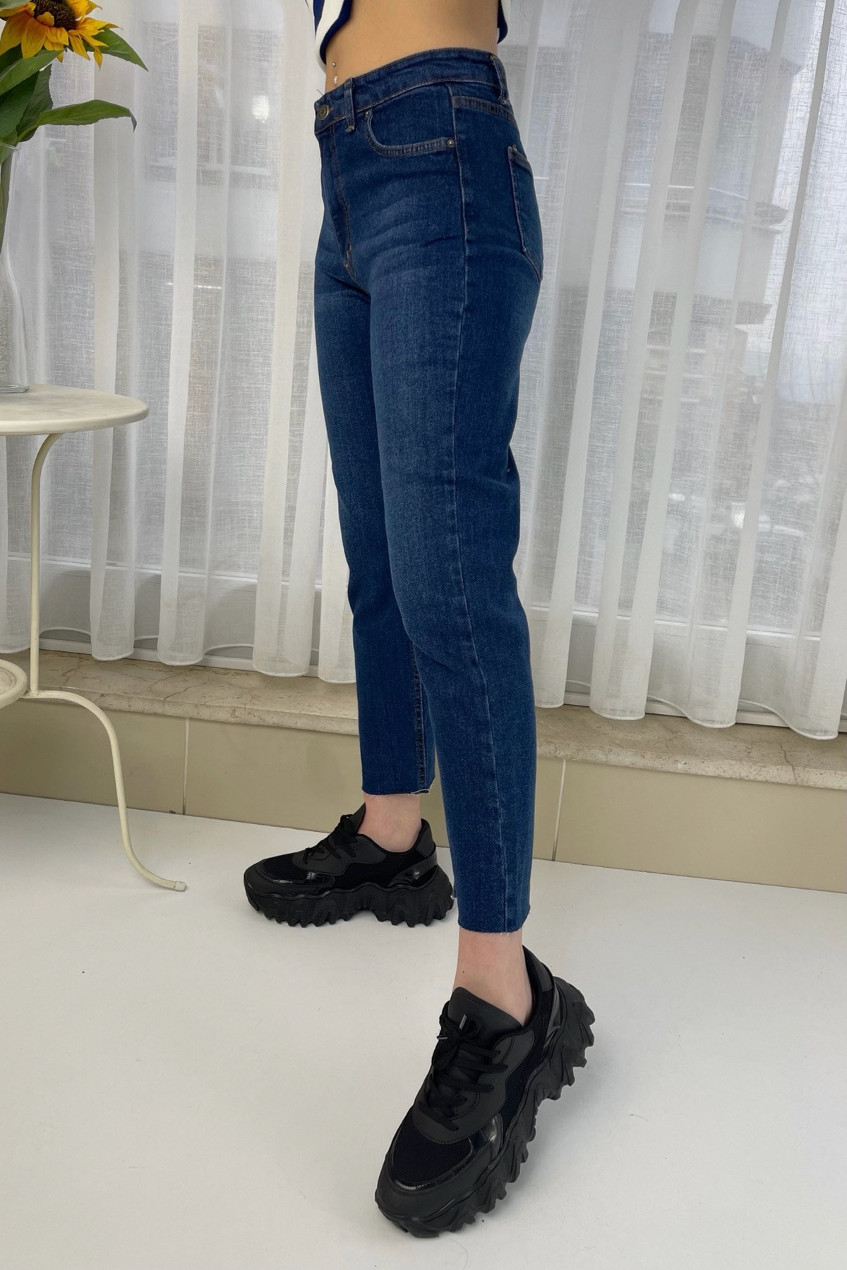 Yüksek Bel Mom Jean - Lacivert