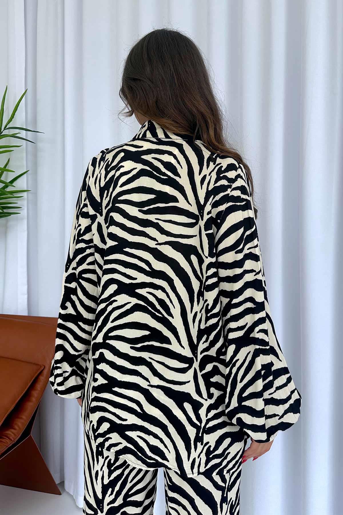 Zebra Desen Gömlekli  Kadın Takım 