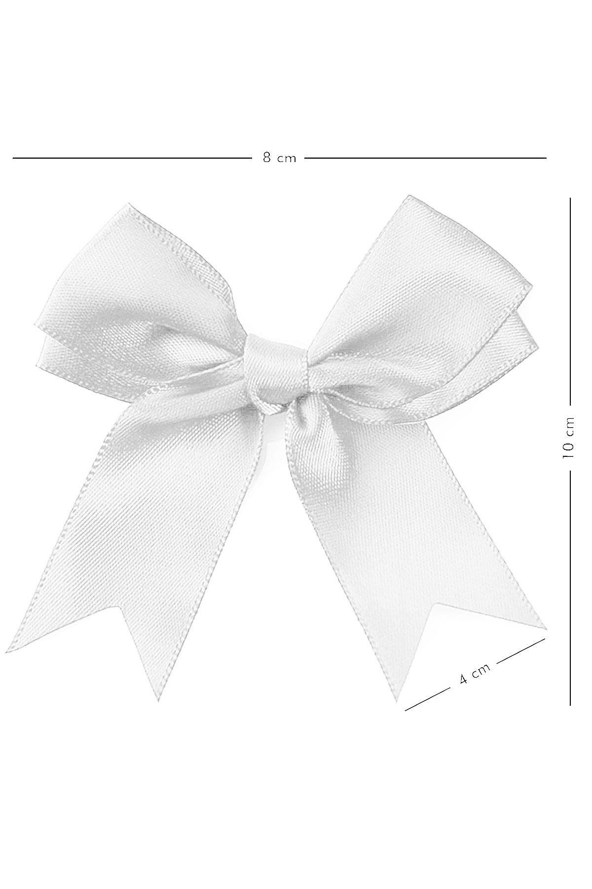 10 Adet Beyaz Saten Fiyonk Süsleme Kurdele Seti 10XB-0096-BE