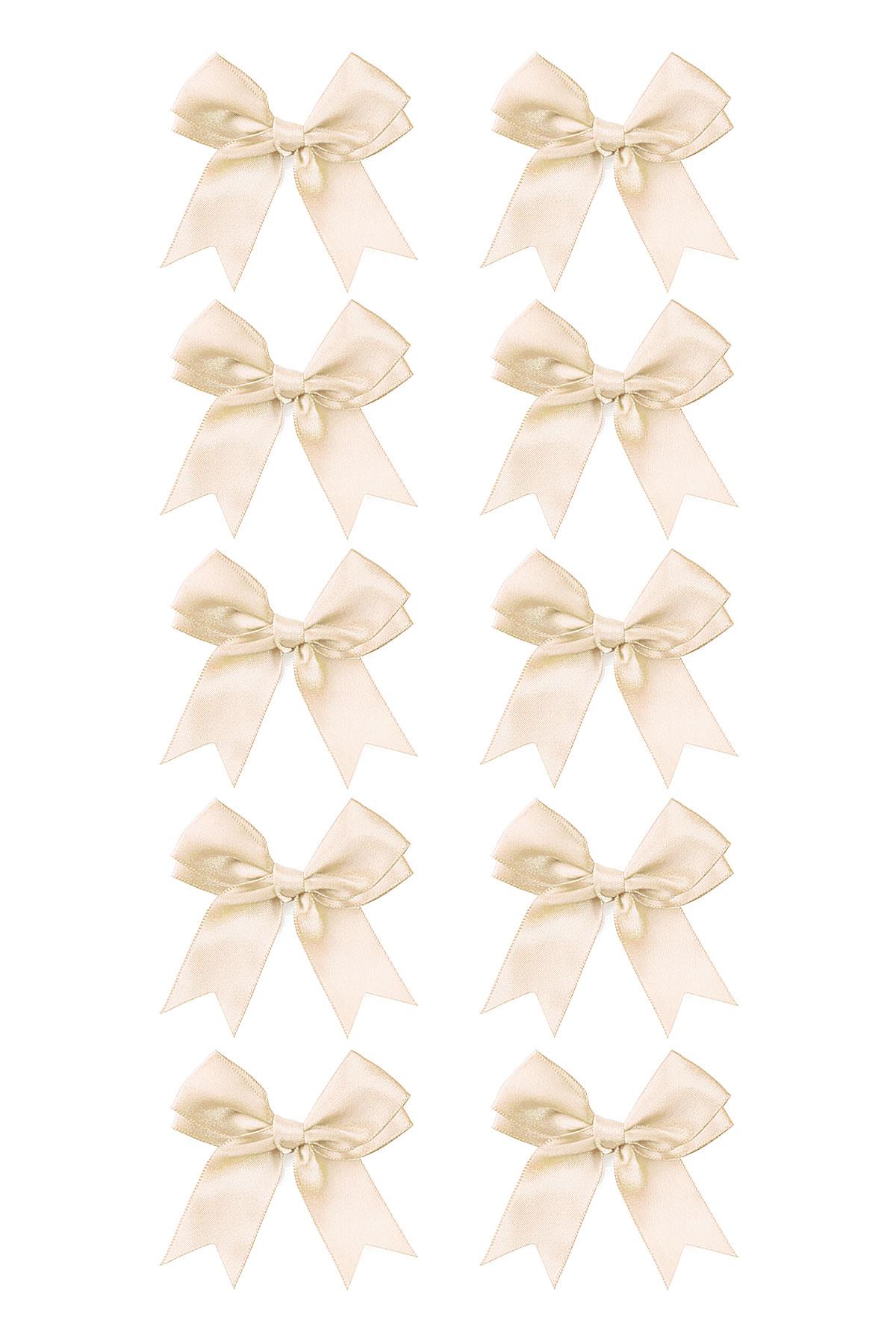 10 Adet Ekru Saten Fiyonk Süsleme Kurdele Seti 10XB-0096-EKR