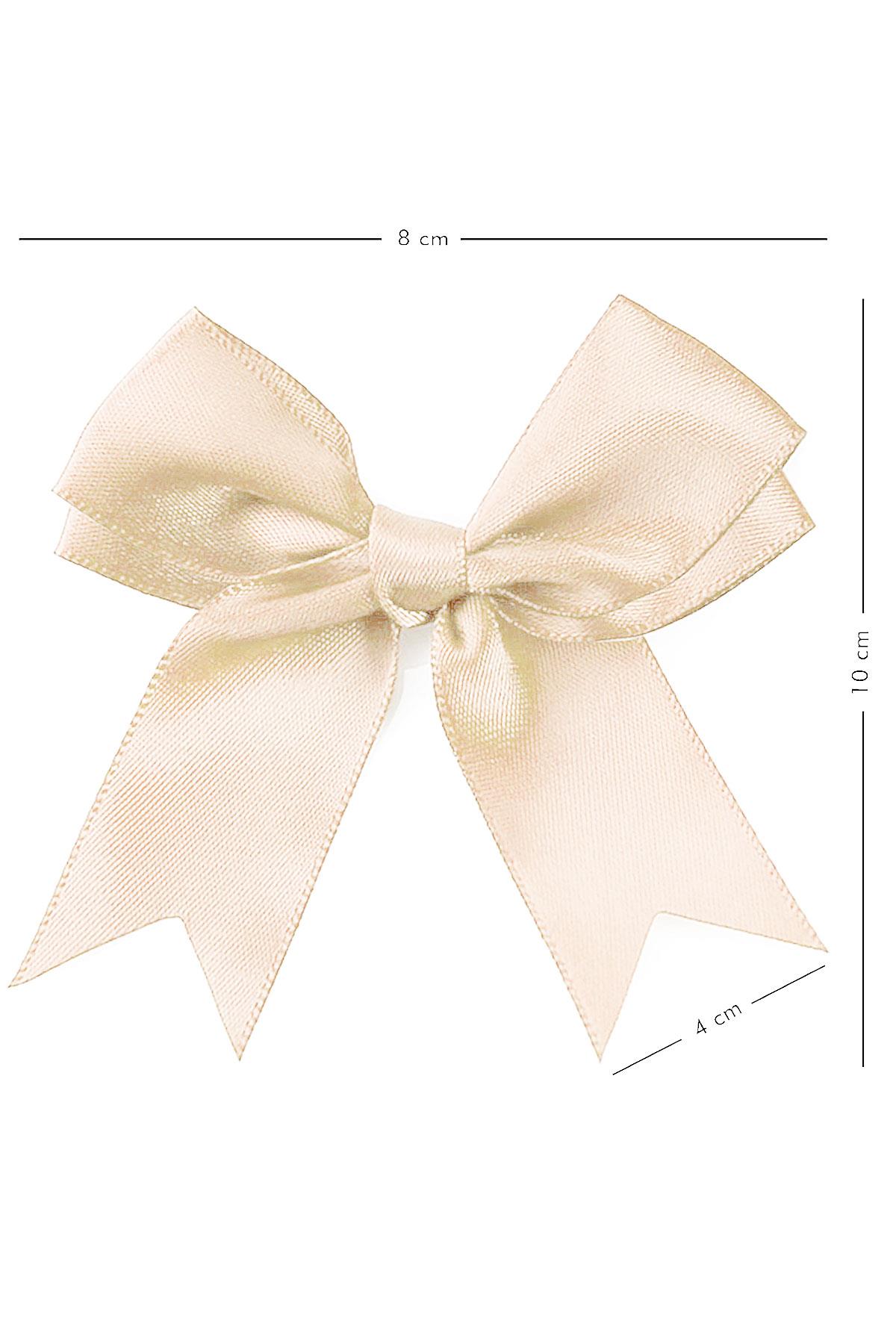 10 Adet Ekru Saten Fiyonk Süsleme Kurdele Seti 10XB-0096-EKR