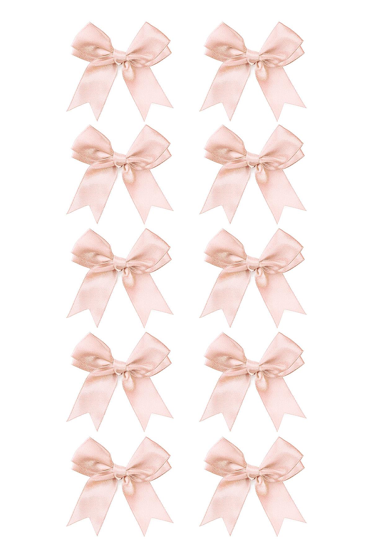 10 Adet Pudra Pembe Saten Fiyonk Süsleme Kurdele Seti 10XB-0096-PU