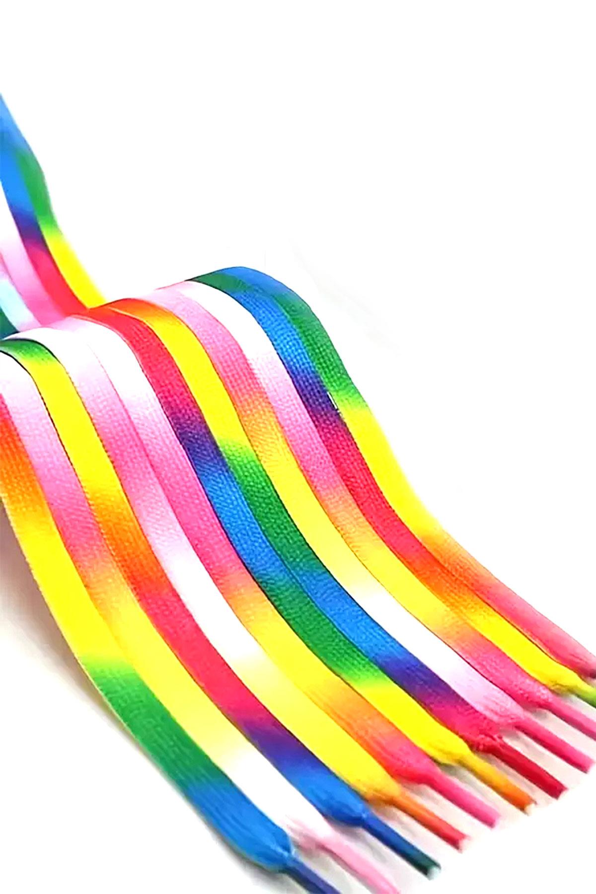 100 cm Gökkuşağı Renkli Yassı Ayakkabı Bağcığı BGCK-0009-RNK-100CM