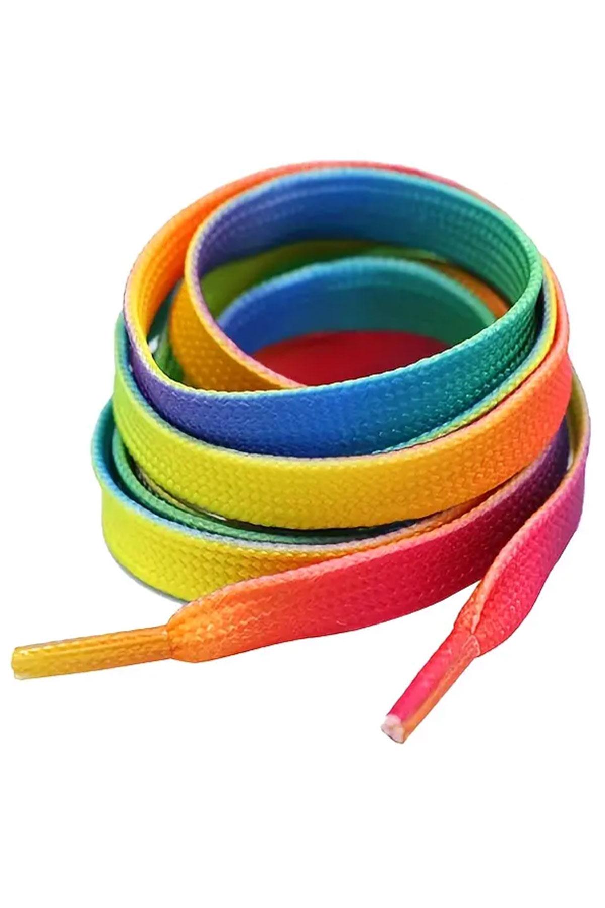 100 cm Gökkuşağı Renkli Yassı Ayakkabı Bağcığı BGCK-0009-RNK-100CM