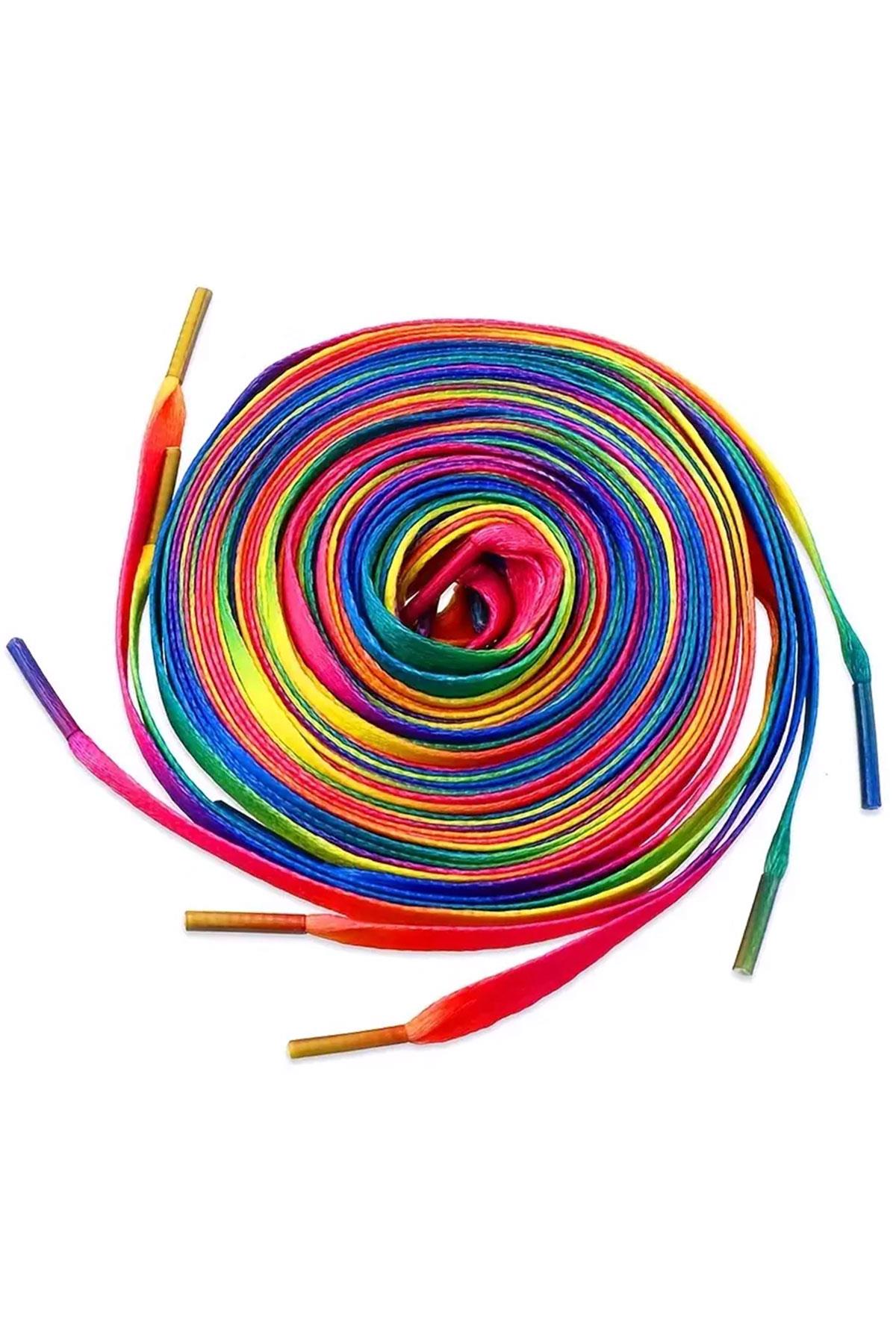 100 cm Gökkuşağı Renkli Yassı Ayakkabı Bağcığı BGCK-0009-RNK-100CM