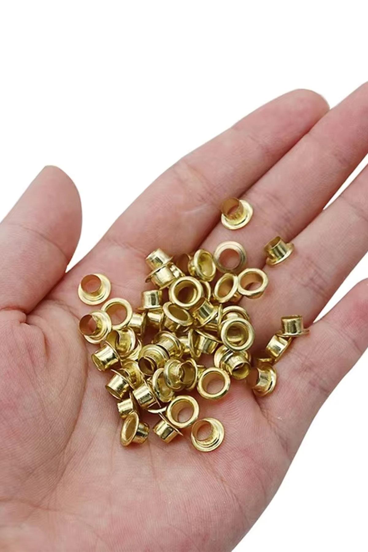 30 Adet Altın Renk 7 mm Kuş Gözü Kapsül Perçin 30XB-0113-A