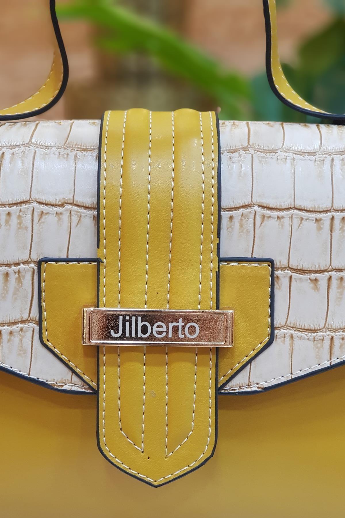 Alisa Kroko Desenli Hardal El ve Omuz Çantası