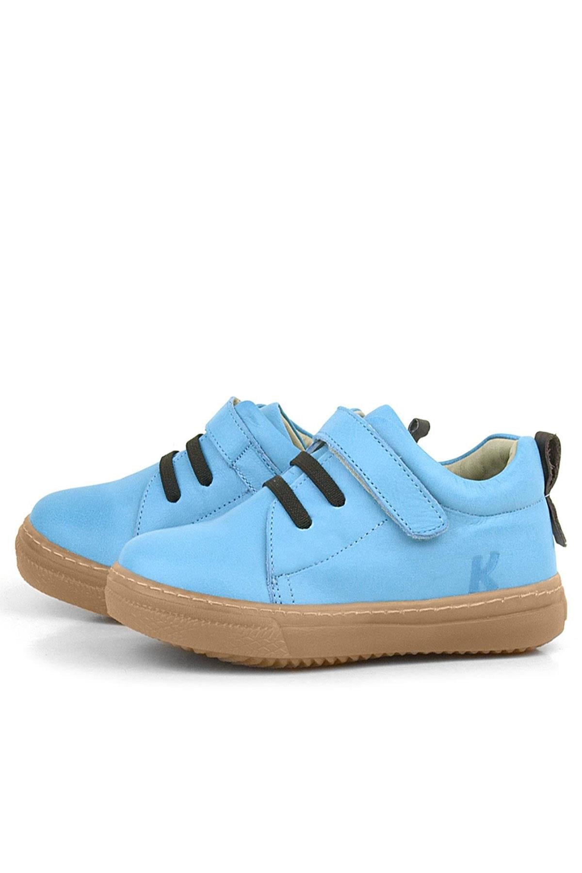 Genuine Leather Soft Blue Elastic Banded Kids Shoes C1670-MAK.20
