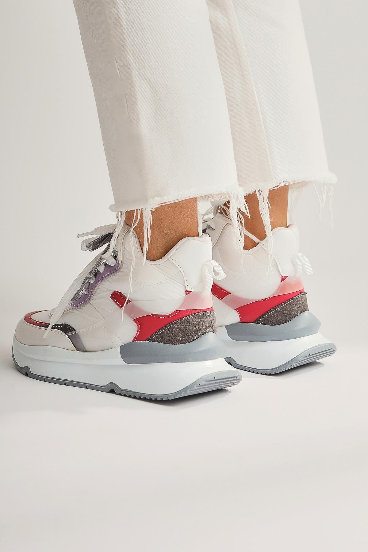 Annaklara Fuşya-Gri Turuncu Bağcıklı Spor Bot