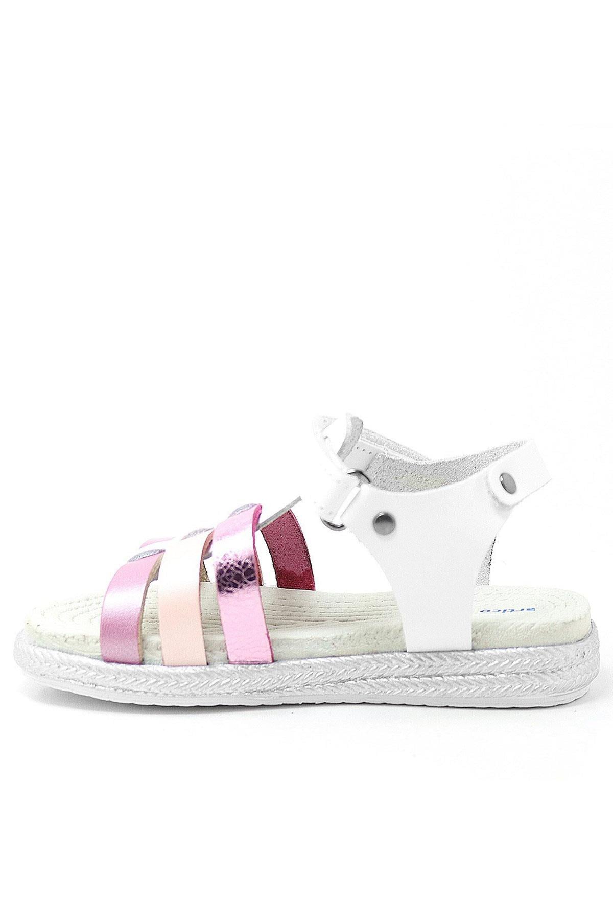 Artico Bellini Vaketa Genuine Leather White Fuchsia Pink Baby Girl Sandals 153-01-6001-BFP.21