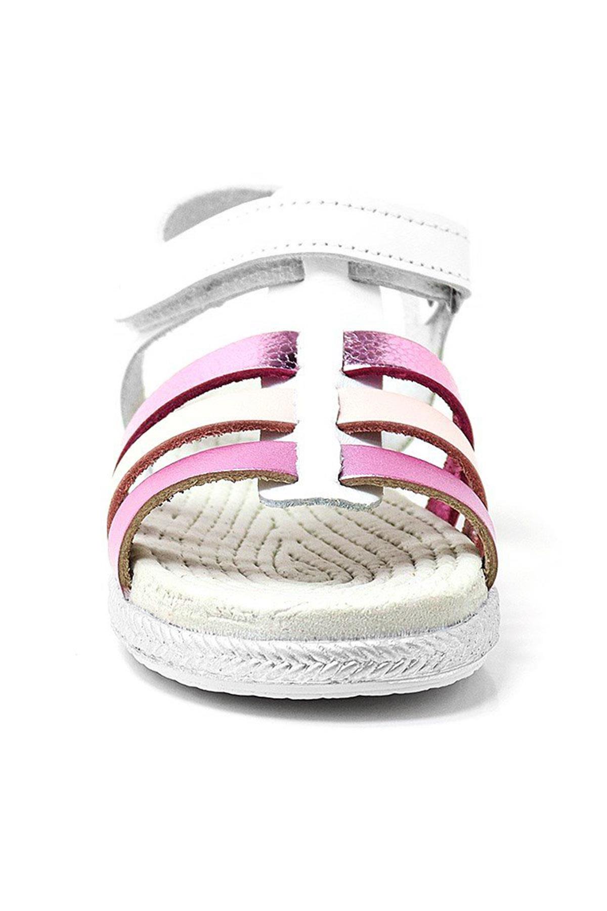 Artico Bellini Vaketa Genuine Leather White Fuchsia Pink Baby Girl Sandals 153-01-6001-BFP.21