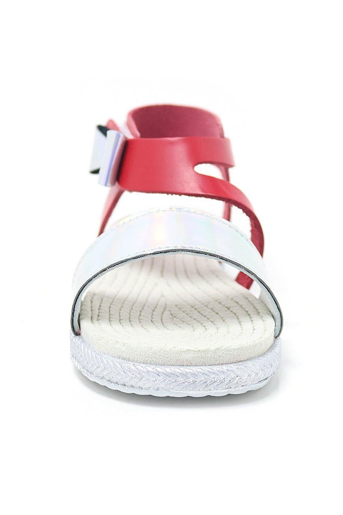 Artico Elenis Genuine Leaher Red Silvery Baby Girls Sandals 153-01-6003-KIRG.21