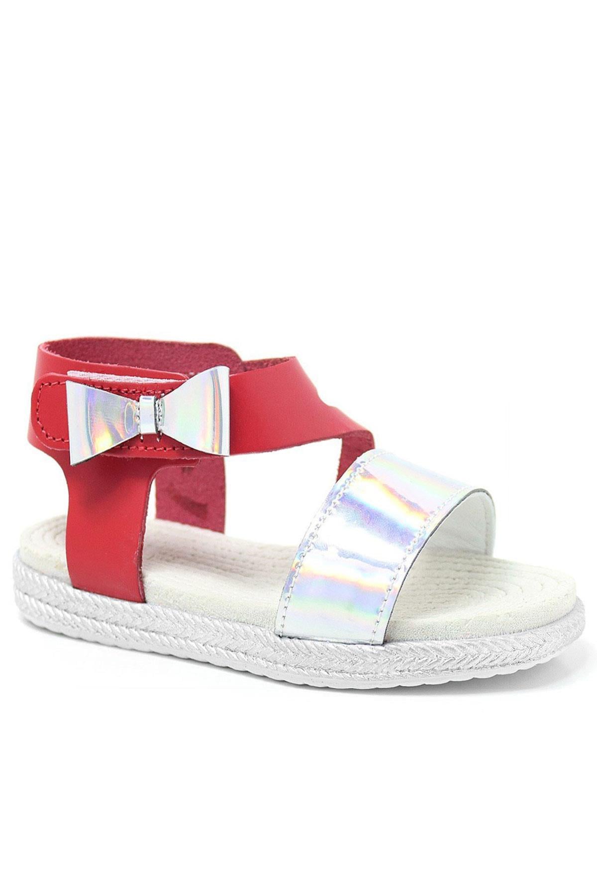 Artico Elenis Genuine Leaher Red Silvery Baby Girls Sandals 153-01-6003-KIRG.21