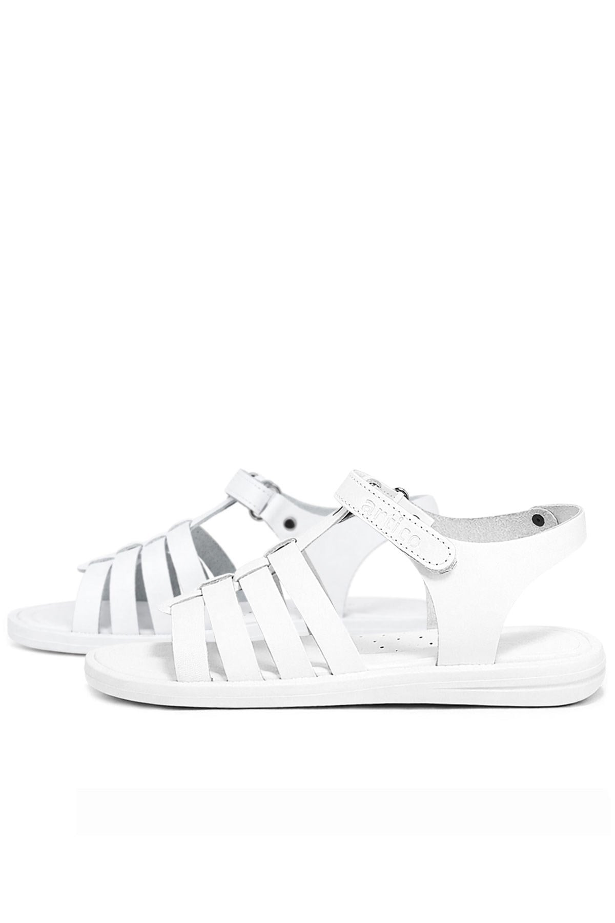 Artico Bellini White Genuine Leather Vaketa Girls' Sandals