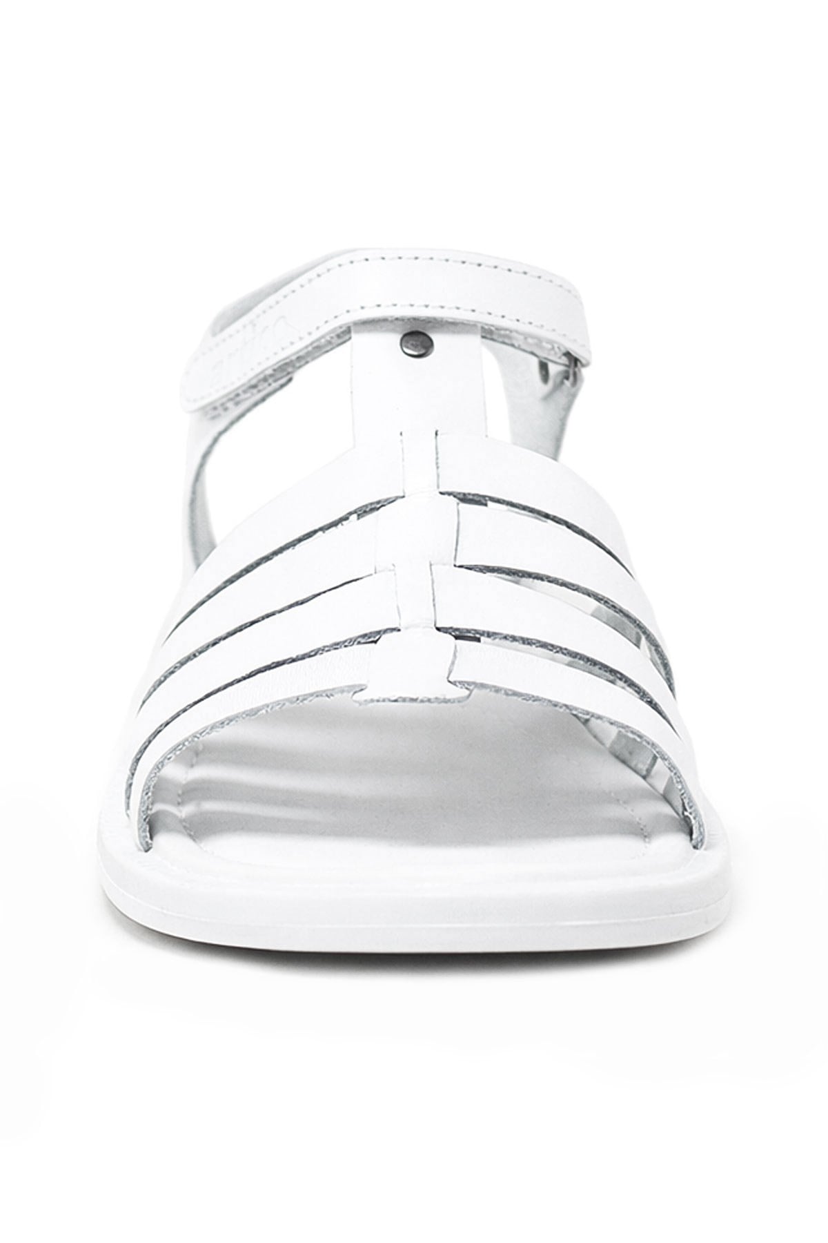 Artico Bellini White Genuine Leather Vaketa Girls' Sandals