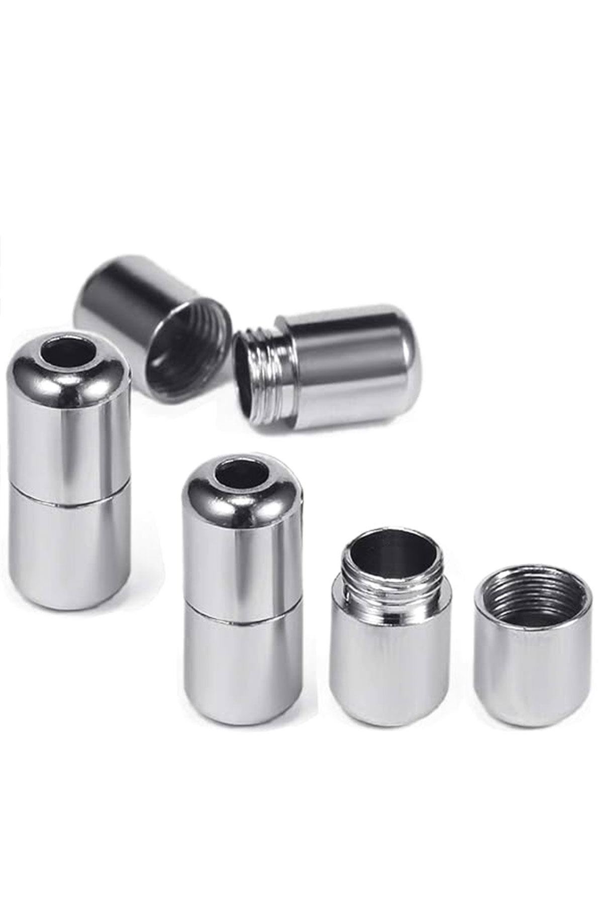 Ayarlanabilir 1 Çift Beyaz Vidalı Kapsül Uçlu Yuvarlak Lastik Pratik Bağcık BGCK-0008-B