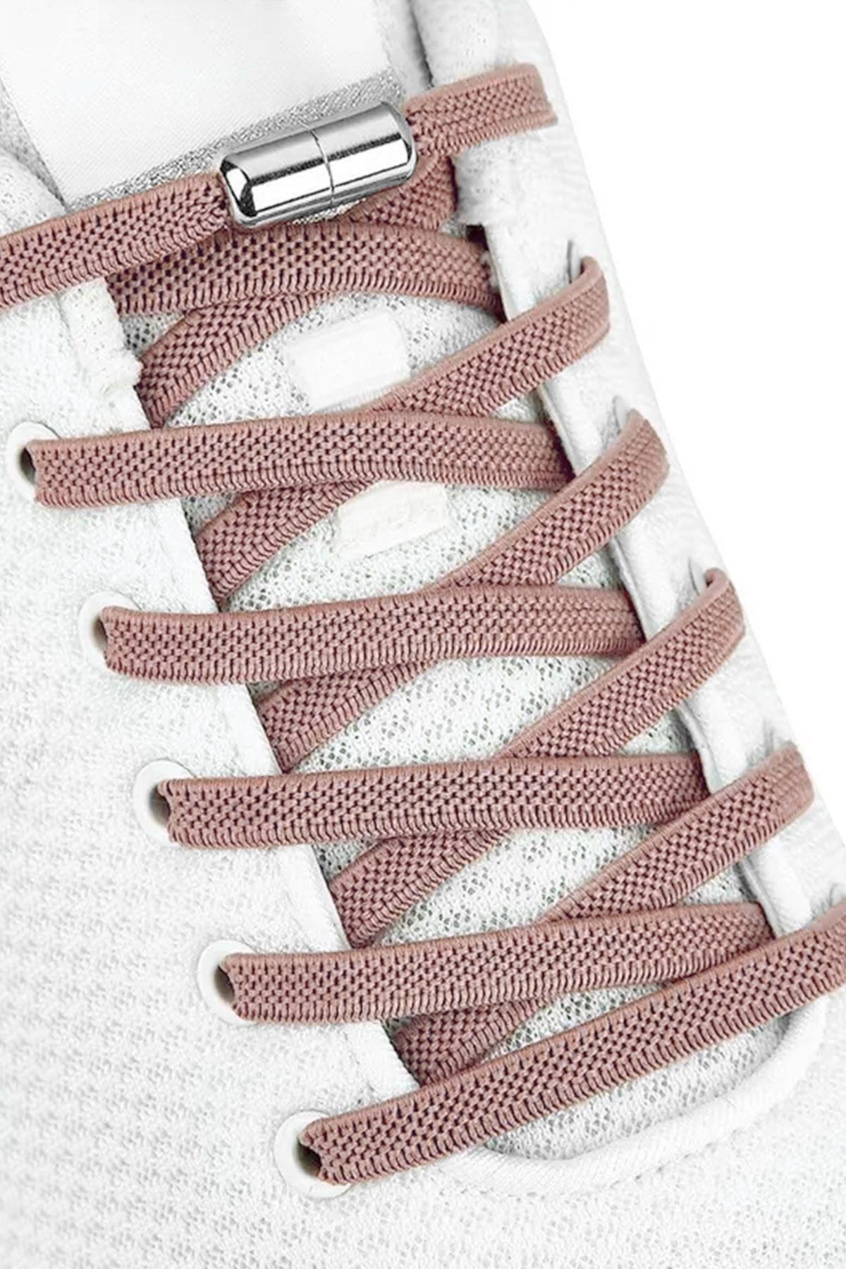 Ayarlanabilir 1 Çift Pudra Vidalı Kapsül Uçlu 6 MM Lastik Pratik Bağcık BGCK-0007-PU