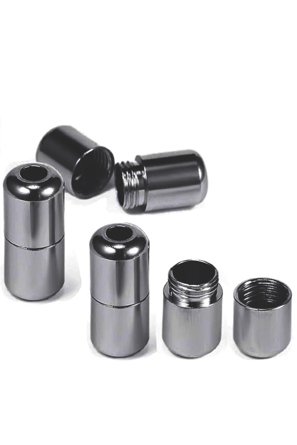 Ayarlanabilir 1 Çift Siyah Vidalı Kapsül Uçlu Yuvarlak Lastik Pratik Bağcık BGCK-0008-S