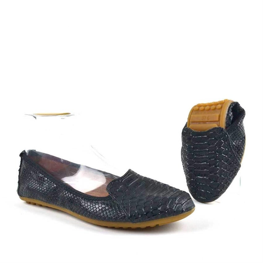 Kadın Babet Siyah Timsah Derisi Desenli Katlanabilir Kadın Babet KB02-YDS