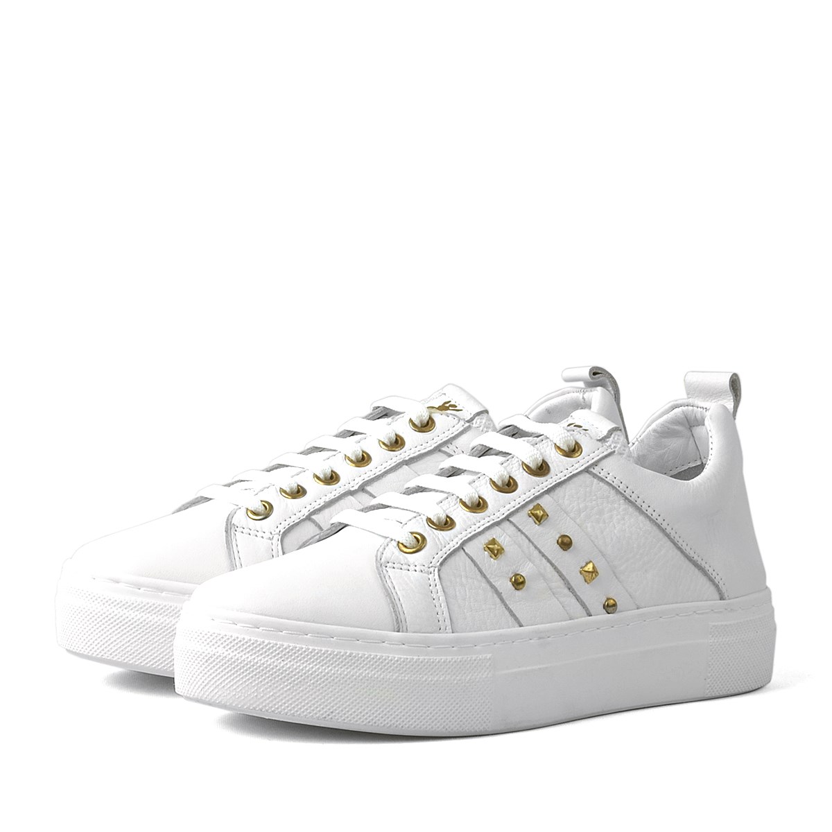 Beyaz Hakiki Deri Yüksek Taban Kadın Sneaker