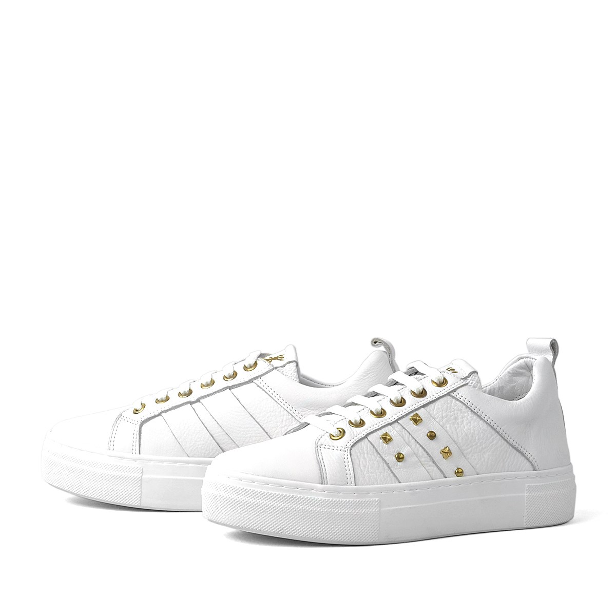 Beyaz Hakiki Deri Yüksek Taban Kadın Sneaker