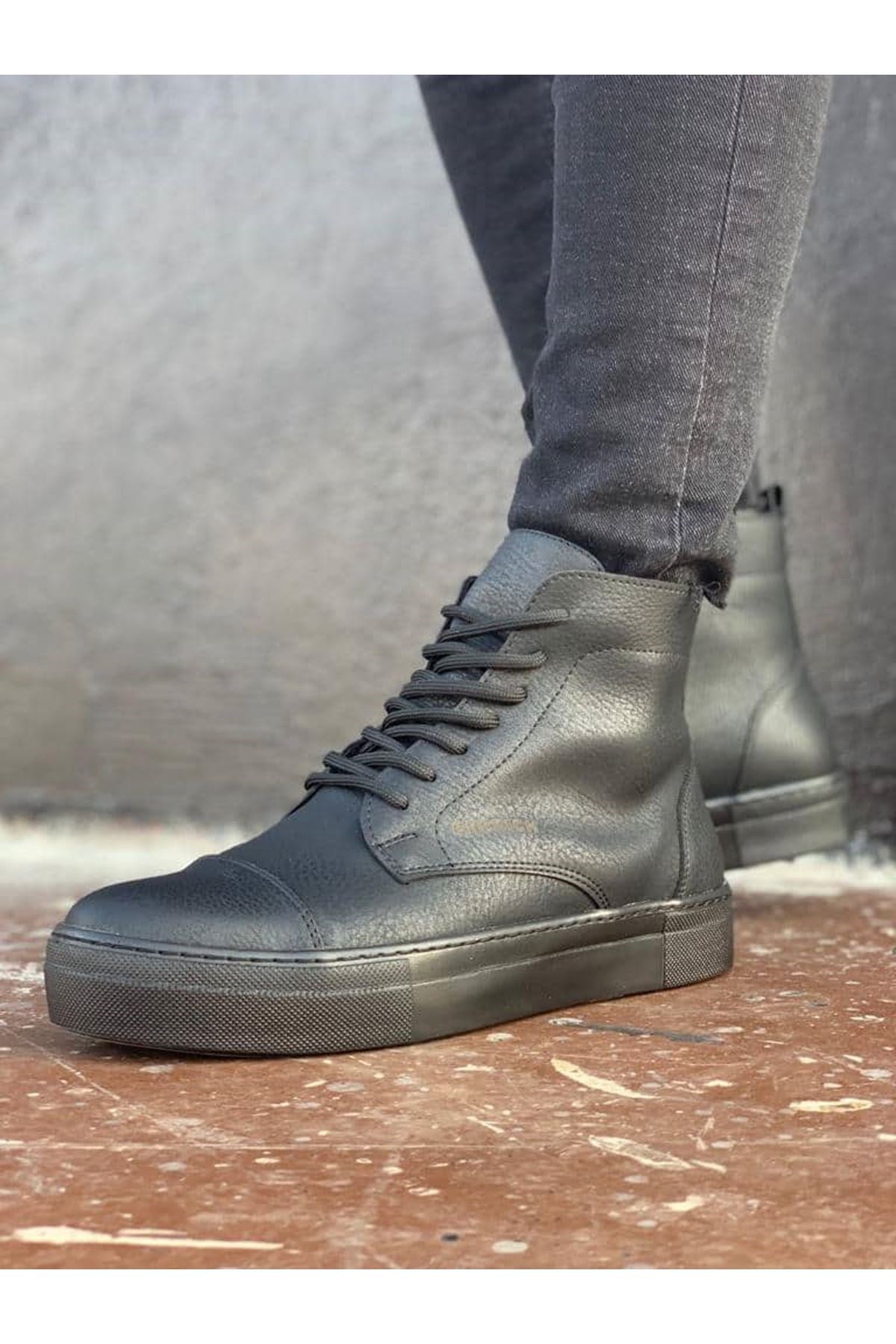 CH029 - CST Vulcanized Lace Up Erkek Bot SIYAH