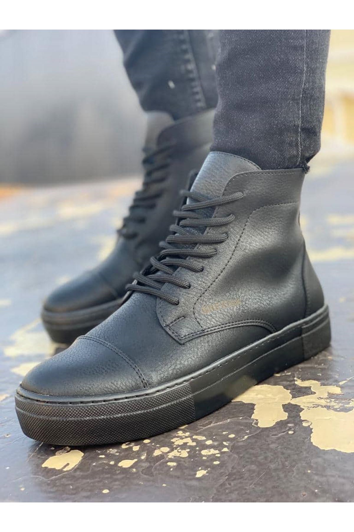 CH029 - CST Vulcanized Lace Up Erkek Bot SIYAH