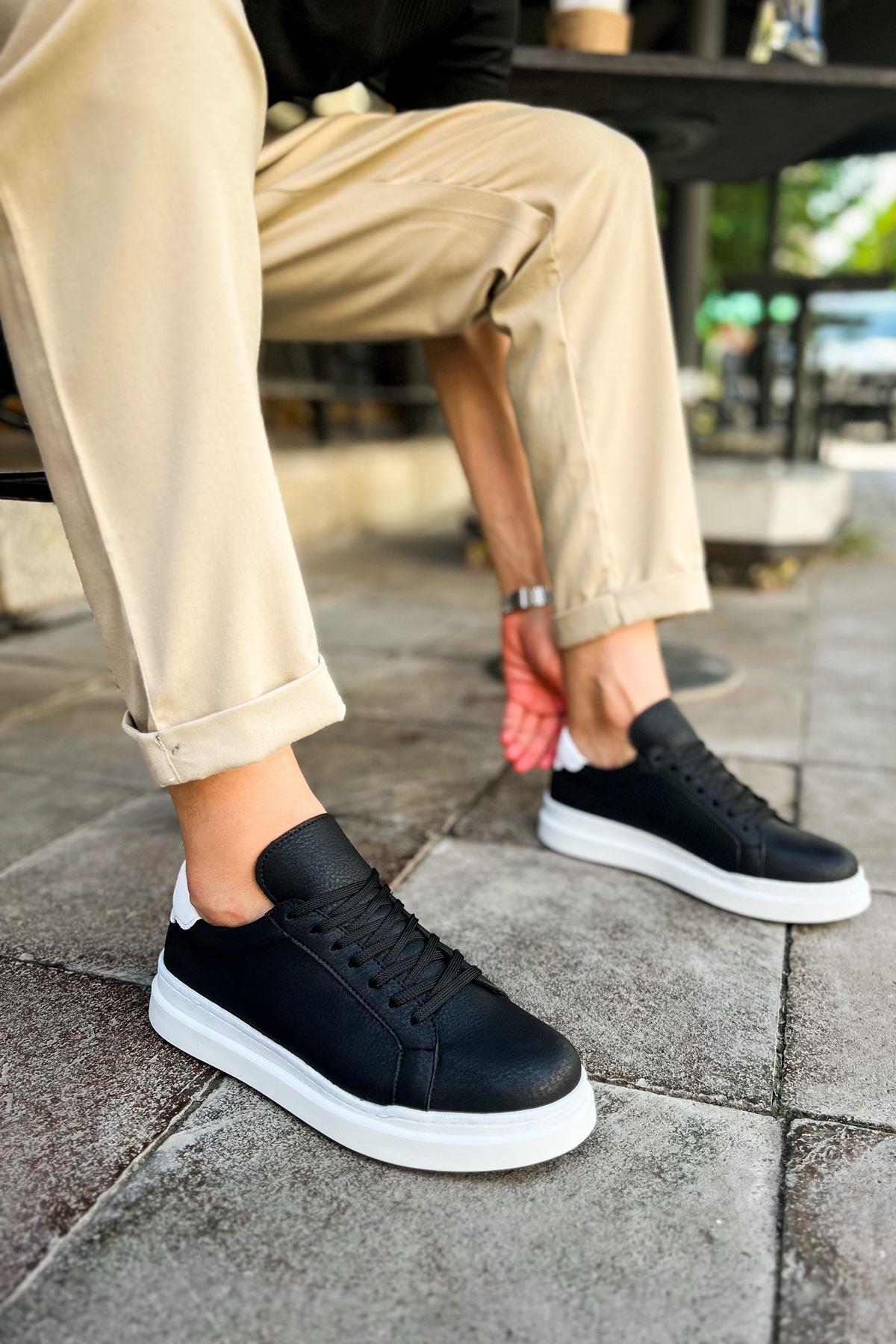 CH979 - Santoni GBT Spor Erkek Ayakkabı SIYAH/BEYAZ