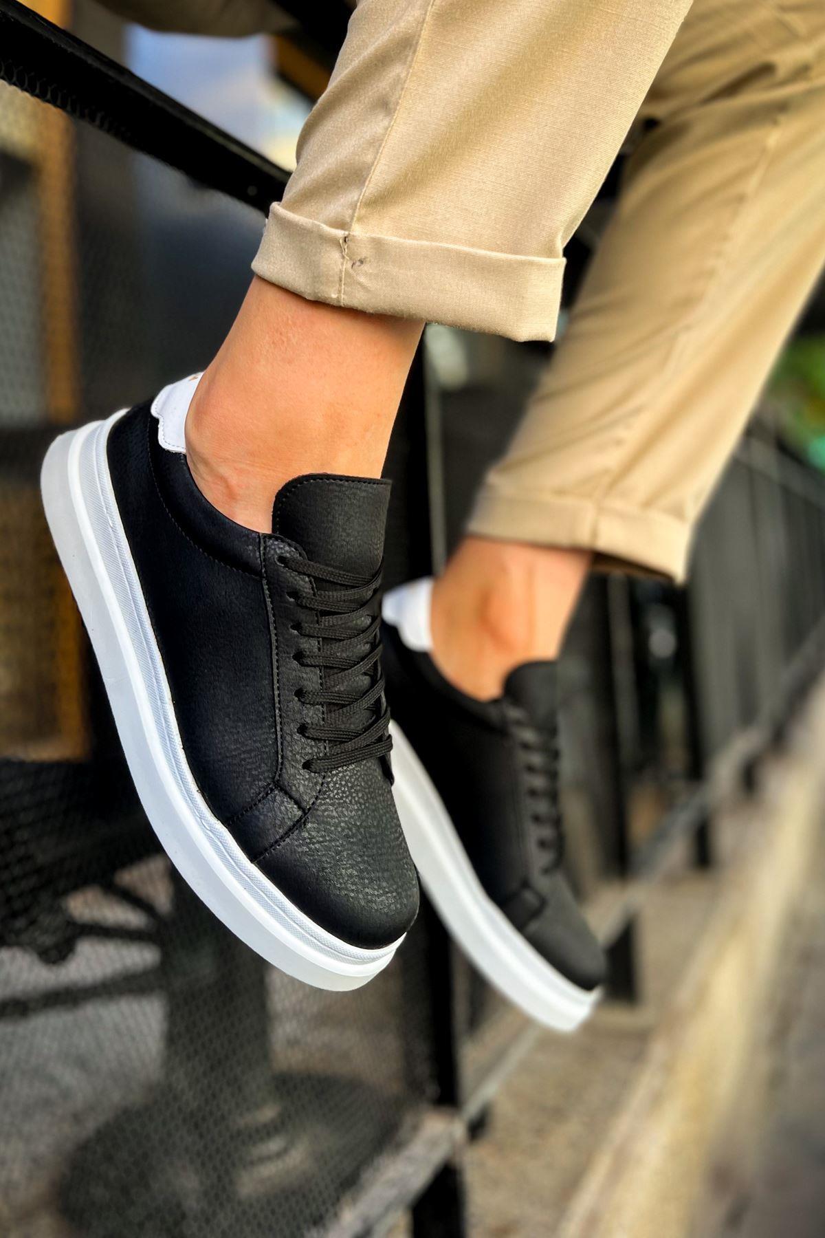 CH979 - Santoni GBT Spor Erkek Ayakkabı SIYAH/BEYAZ